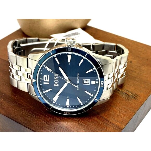 Hugo Boss Men's Watch 1513902 Quartz Blue Dial Date Silver Stainless Steel 42mm - Picture 8 of 14